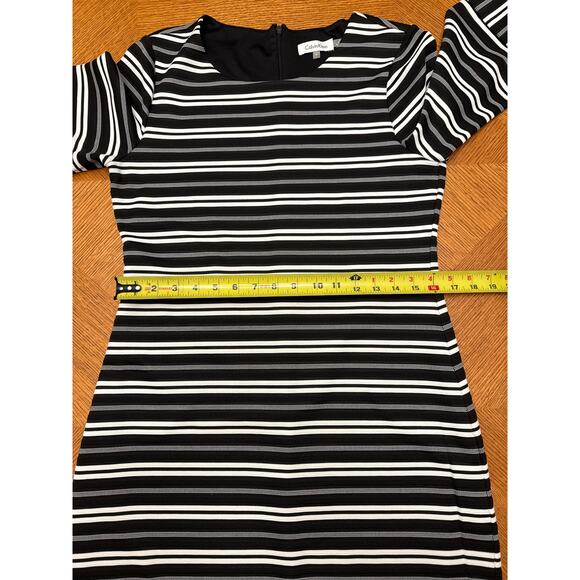 Calvin Klein Black and White Stripe Sheath Dress Size 8 - Picture 5 of 8